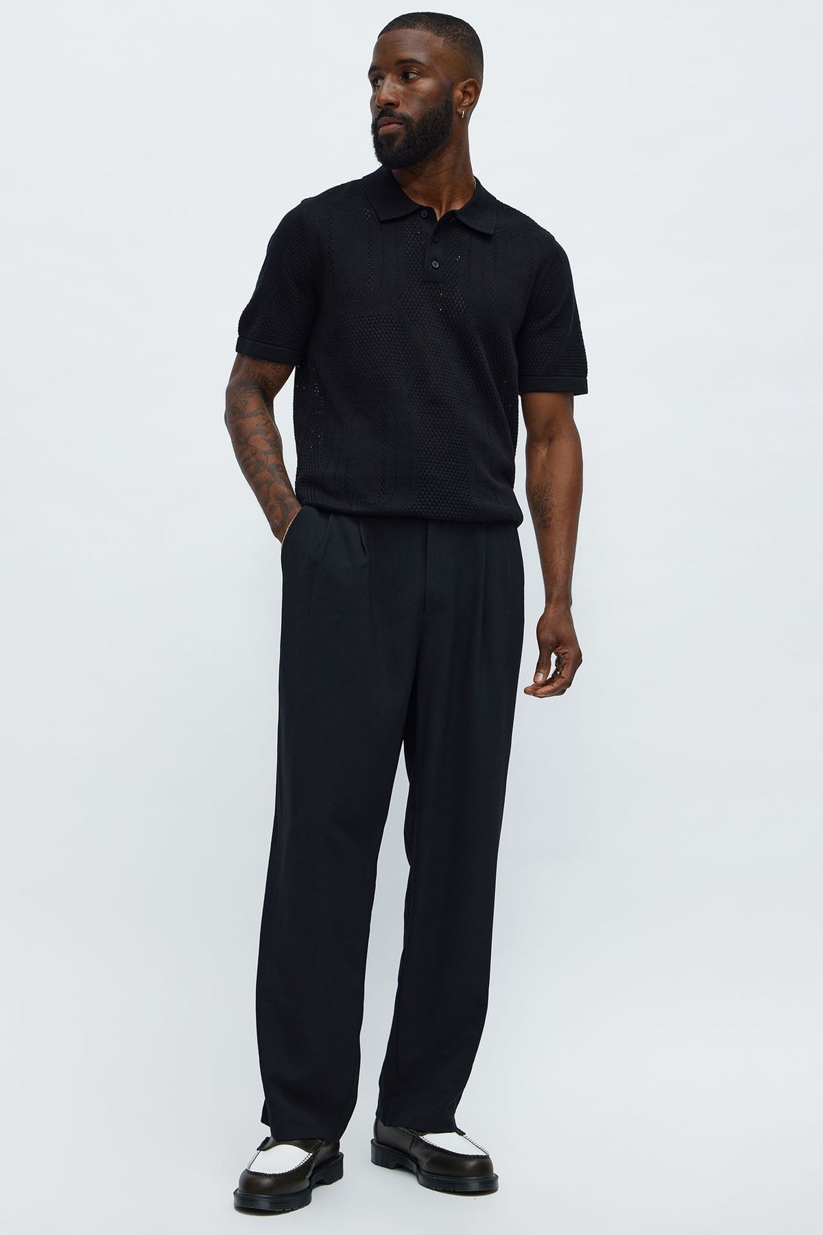 Golden Hour Straight Double Pleated Trouser - Black
