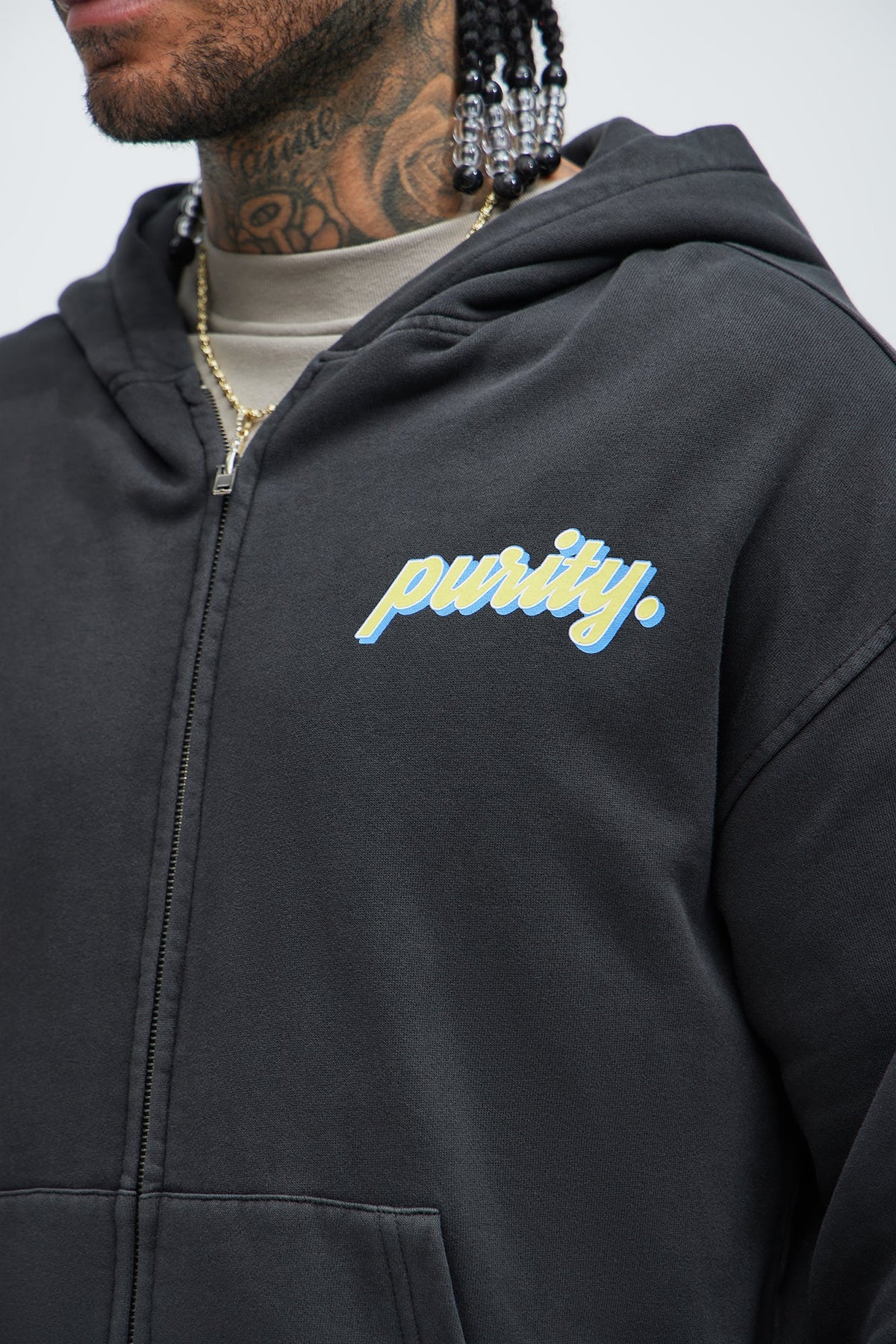 Purity Zip Up Hoodie - Black