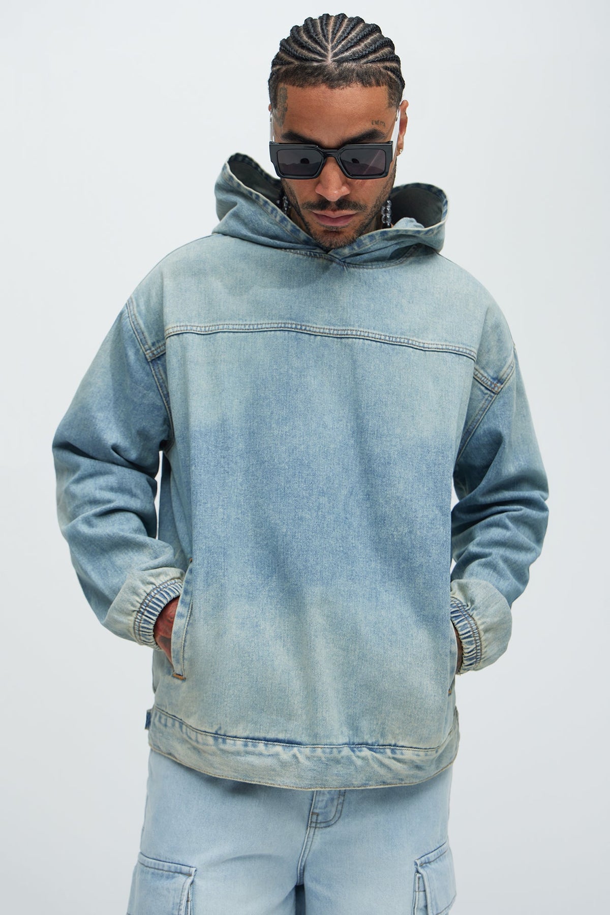 Manatee Denim Pullover Jacket - Light Blue Wash