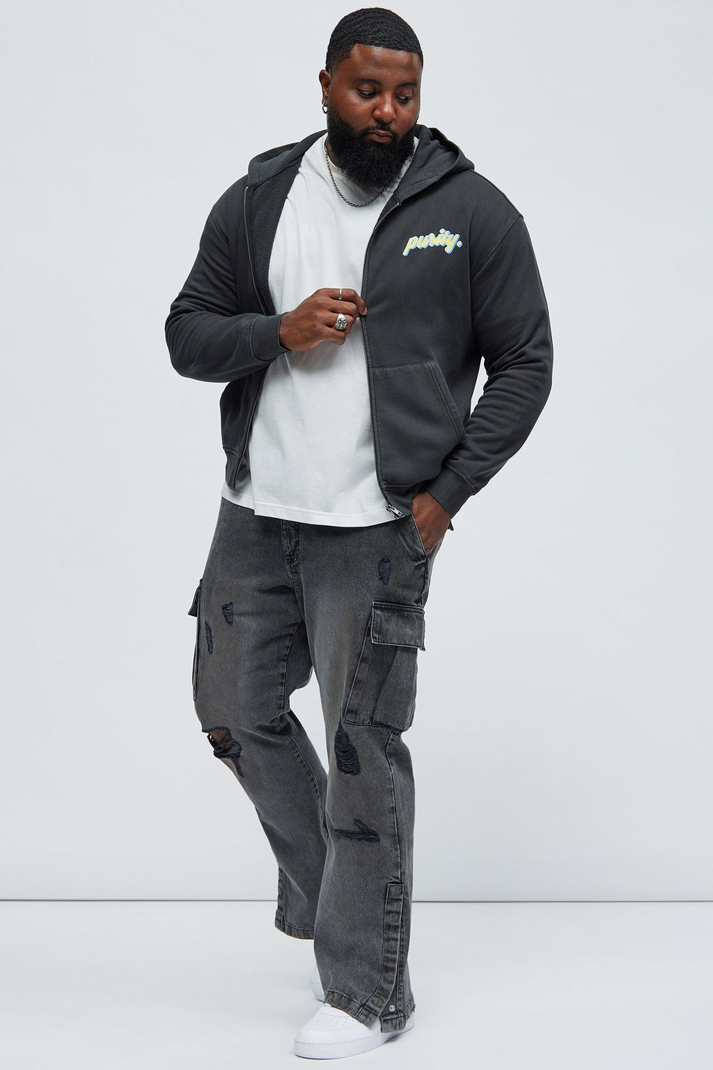 Purity Zip Up Hoodie - Black