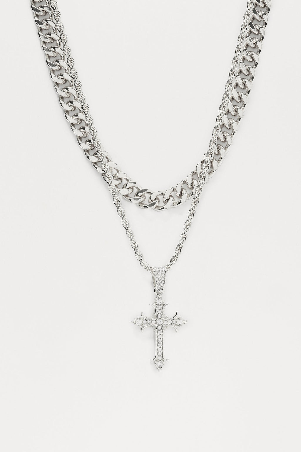 Moon Lit 2 Piece Necklace Set - Silver