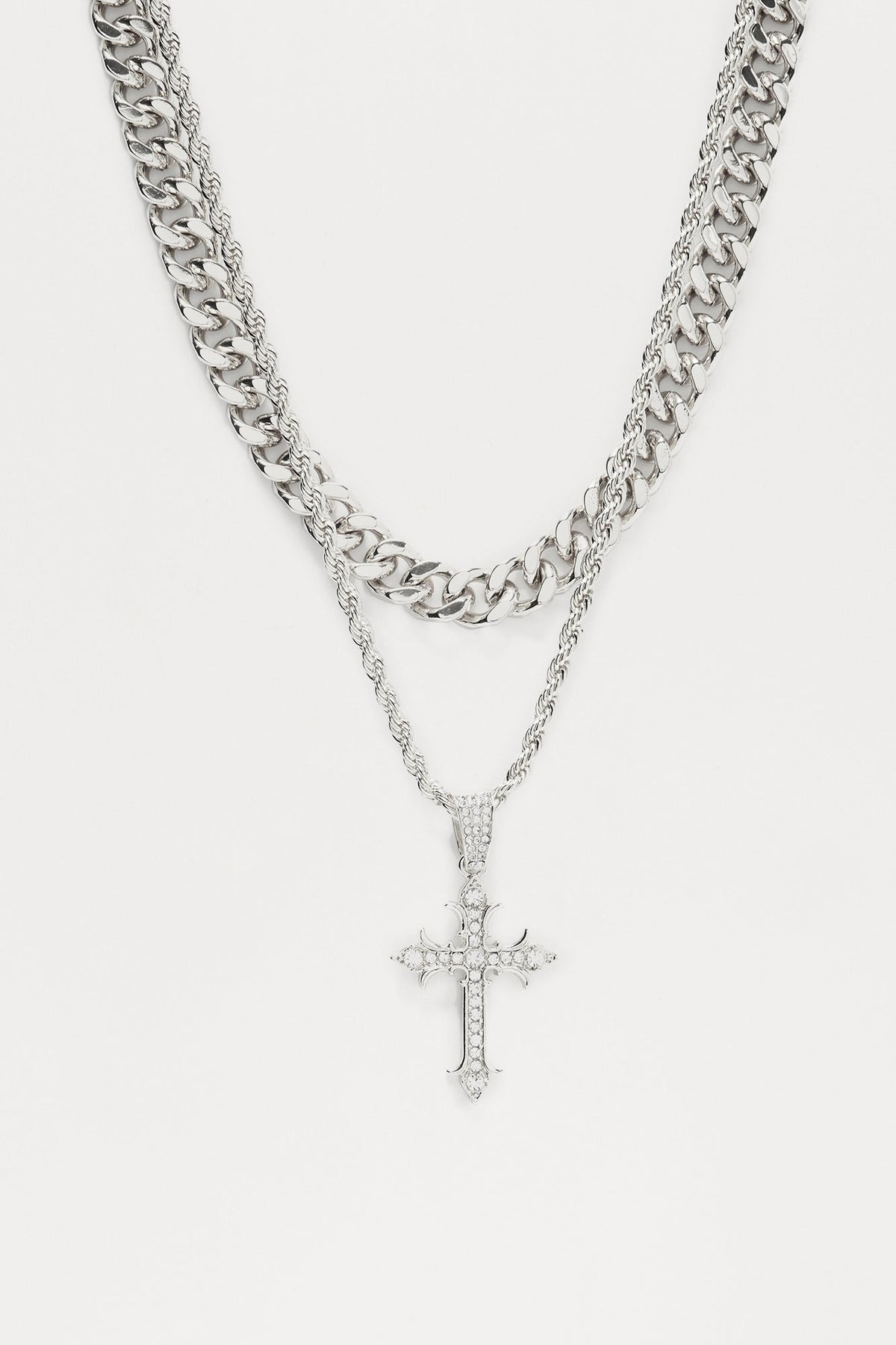 Moon Lit 2 Piece Necklace Set - Silver