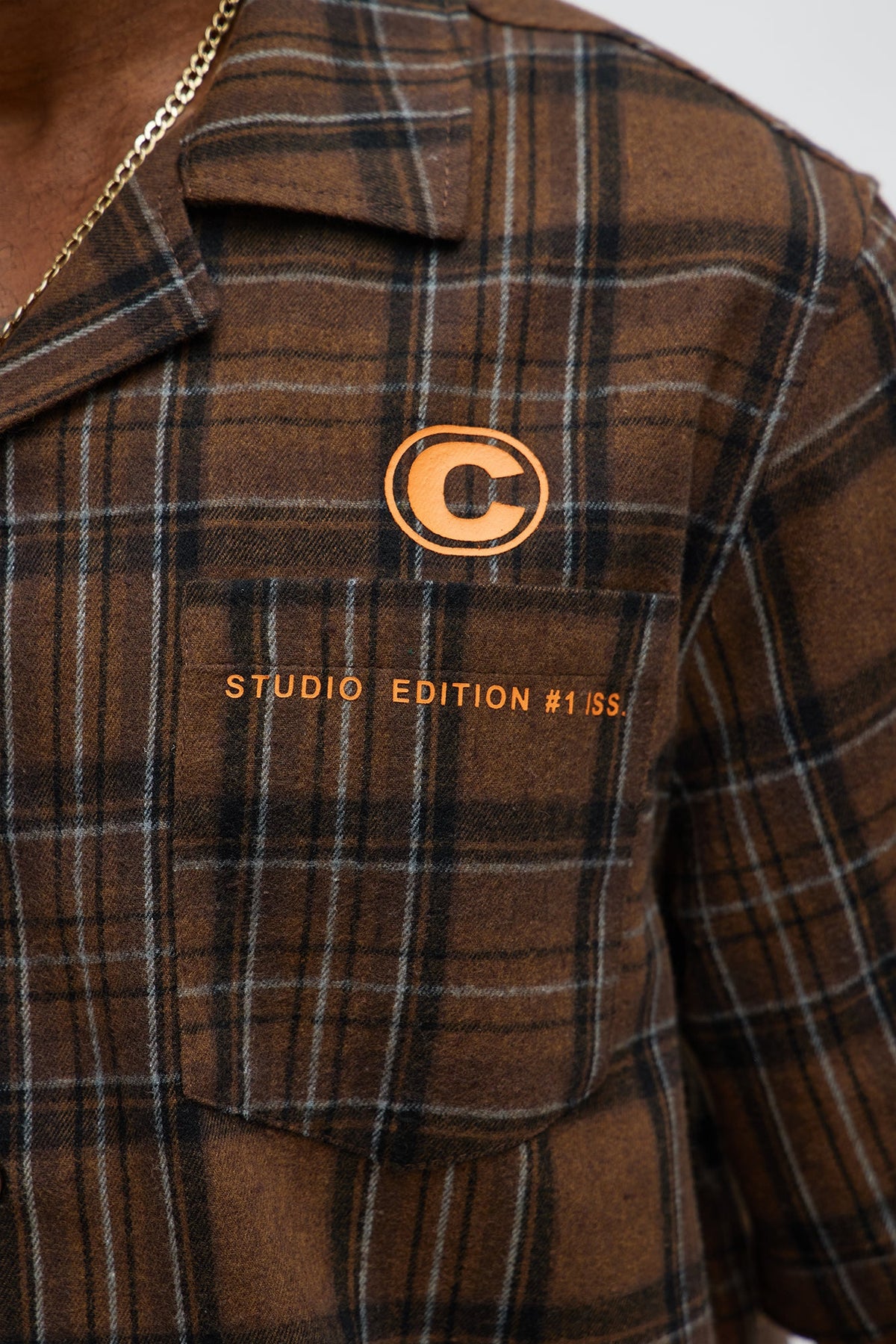 Culture Plaid Cropped Button Up Shirt - Brown