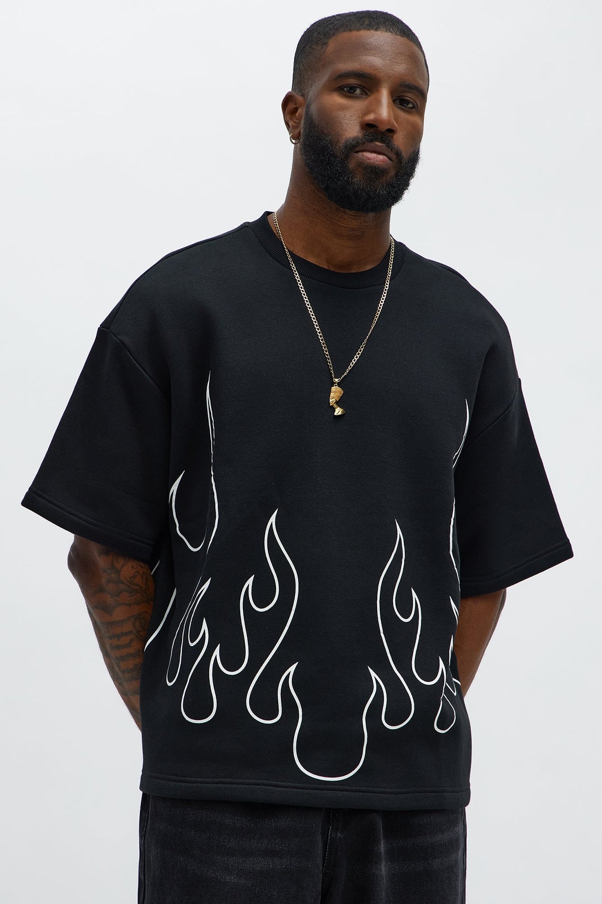 Tyson Oversized Chase Flame Short Sleeve Tee - Black/combo