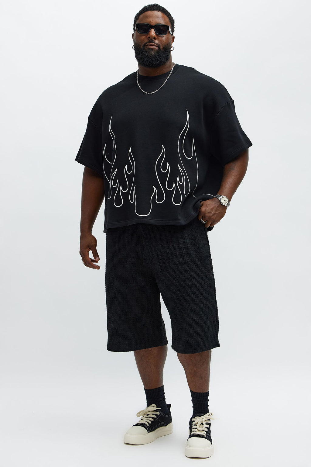 Tyson Oversized Chase Flame Short Sleeve Tee - Black/combo