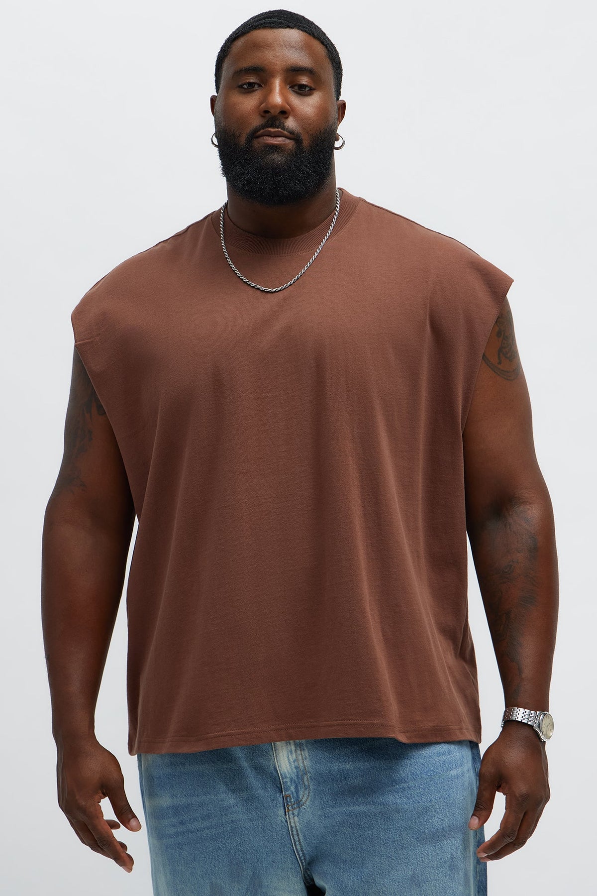 Relaxed Heavyweight Muscle Tee - Brown