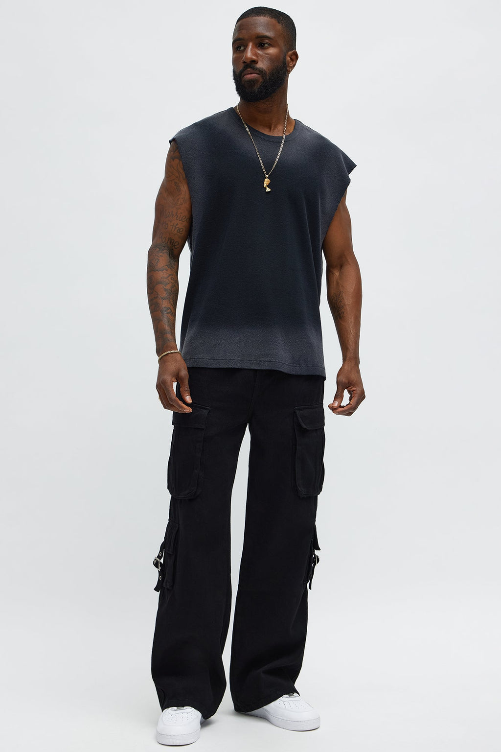 Relaxed Washed Muscle Tank - Gold/Black