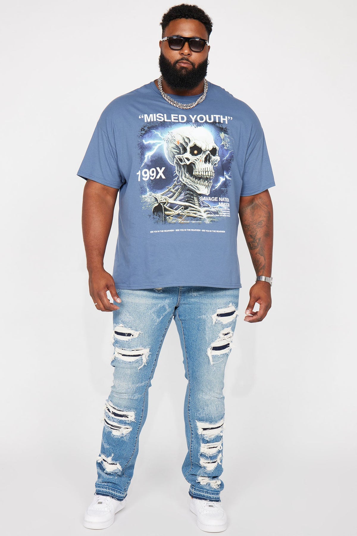 Cuff Me Stacked Skinny Flared Jeans - Medium Wash