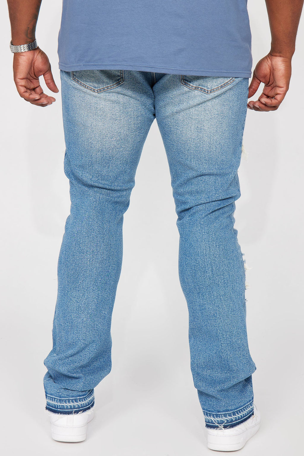 Cuff Me Stacked Skinny Flared Jeans - Medium Wash