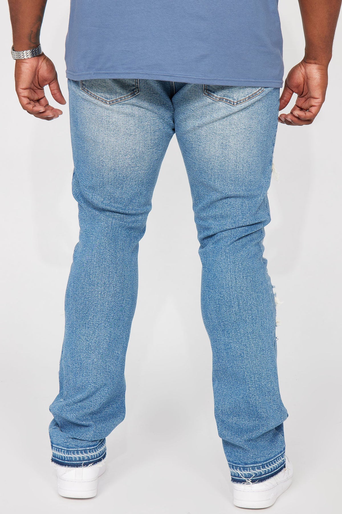 Cuff Me Stacked Skinny Flared Jeans - Medium Wash