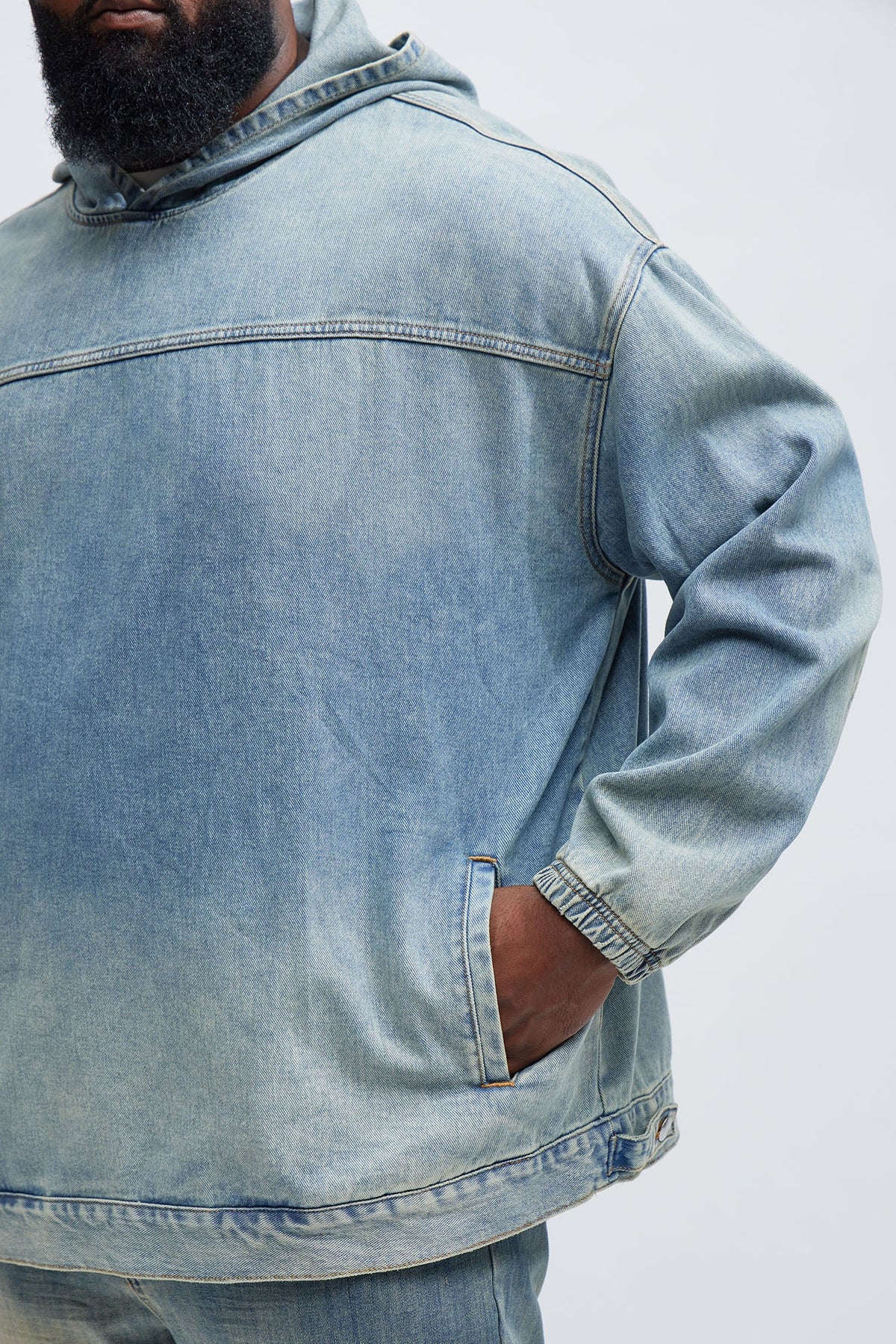 Manatee Denim Pullover Jacket - Light Blue Wash