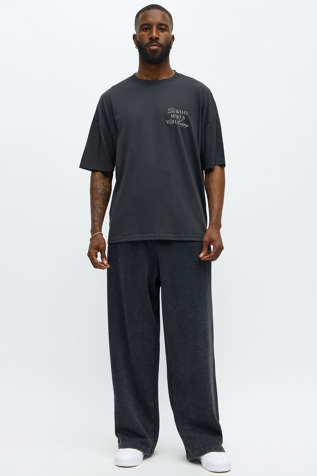 Do What Makes You Happy Oversized Short Sleeve Tee - Black Wash