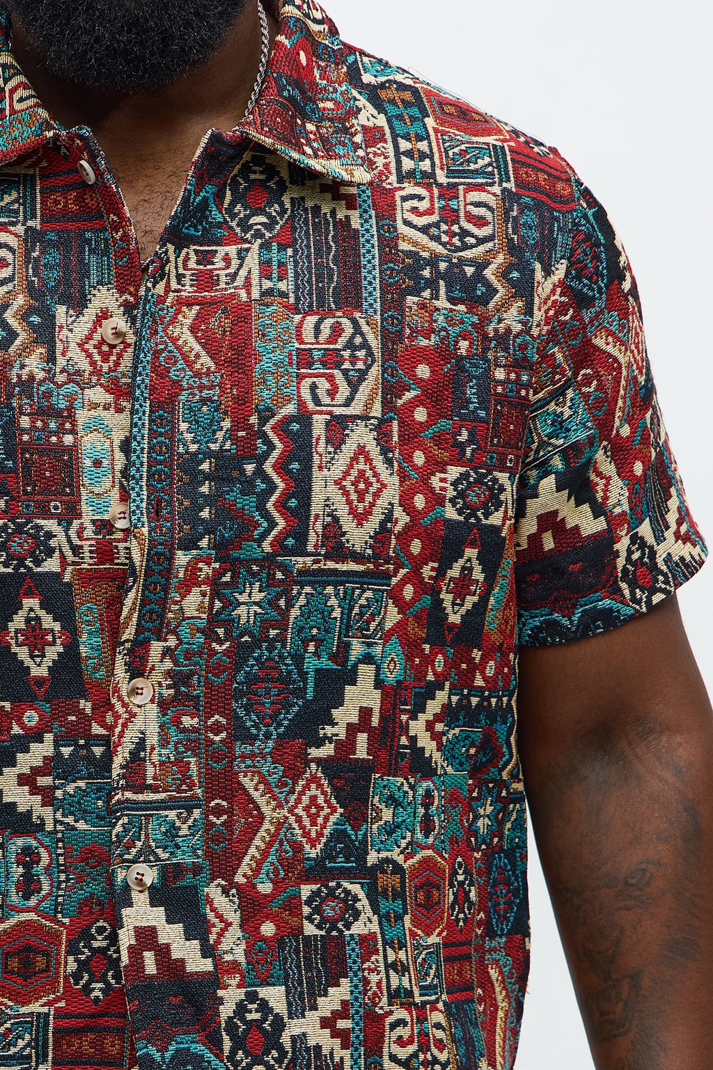 Regular Fit Aztec Full Button Up Shirt - Multi Color