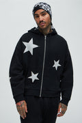 Tyson Stars Oversized Hoodie - Black