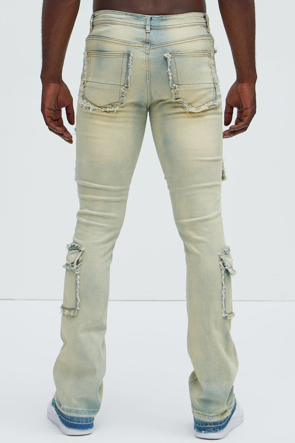 Can I Cargo Stacked Skinny Flare Jeans - Light Wash