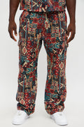 Baggy Aztec Tapestry Cargo Pants - Multi Color