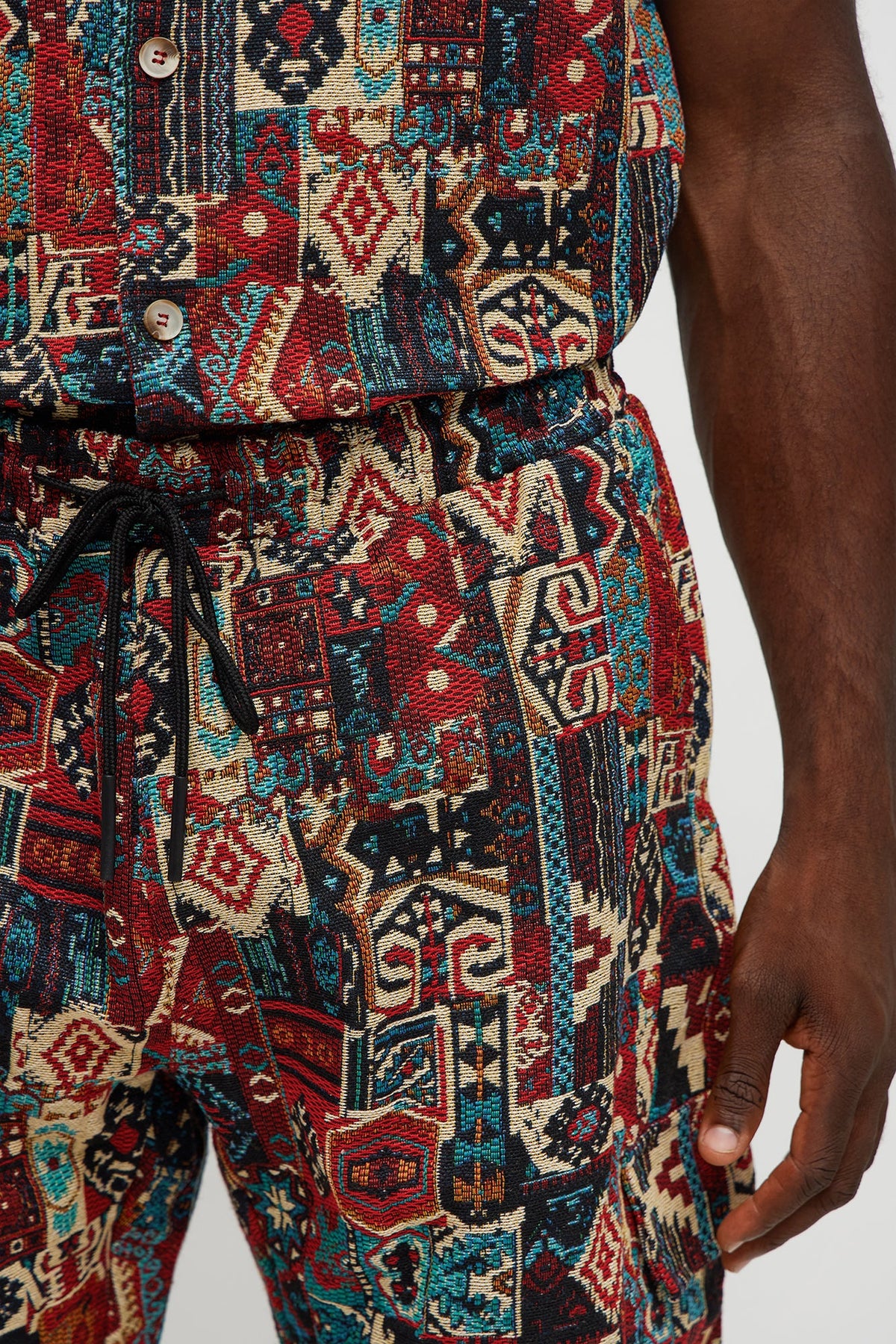 Baggy Aztec Tapestry Cargo Pants - Multi Color