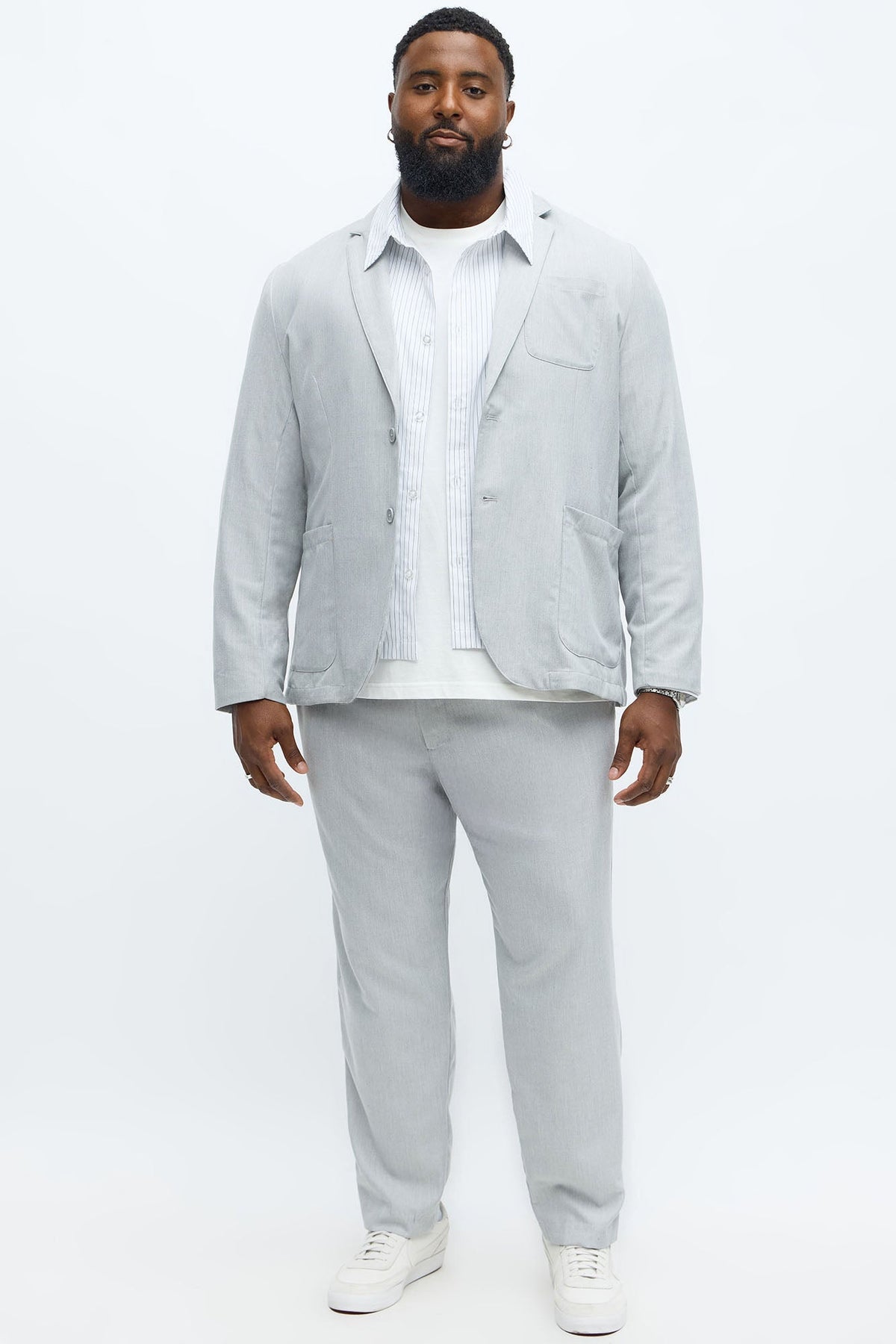 Slim Modern Stretch-Waist Everyday Trouser - Light Grey