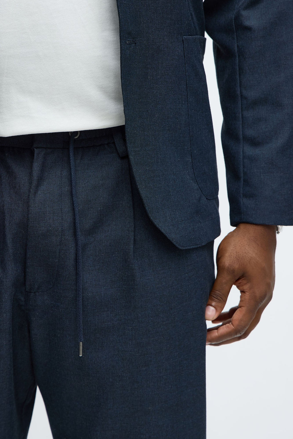 Slim Modern Stretch-Waist Everyday Trouser - Navy