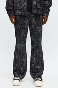 Slim Flare Slit Velvet Heathered Pant - Black