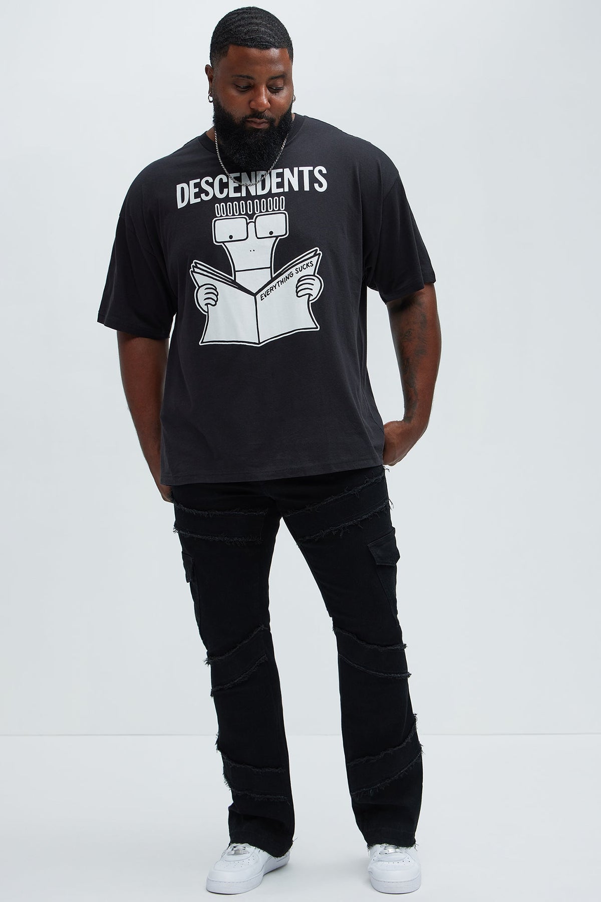 Simi Fray Cargo Stacked Skinny Flare Jeans - Black