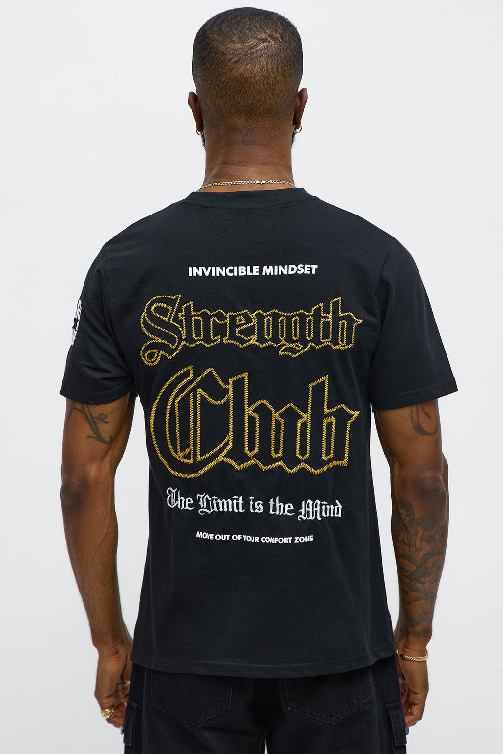Strength Club Embroidery Short Sleeve Tee - Black