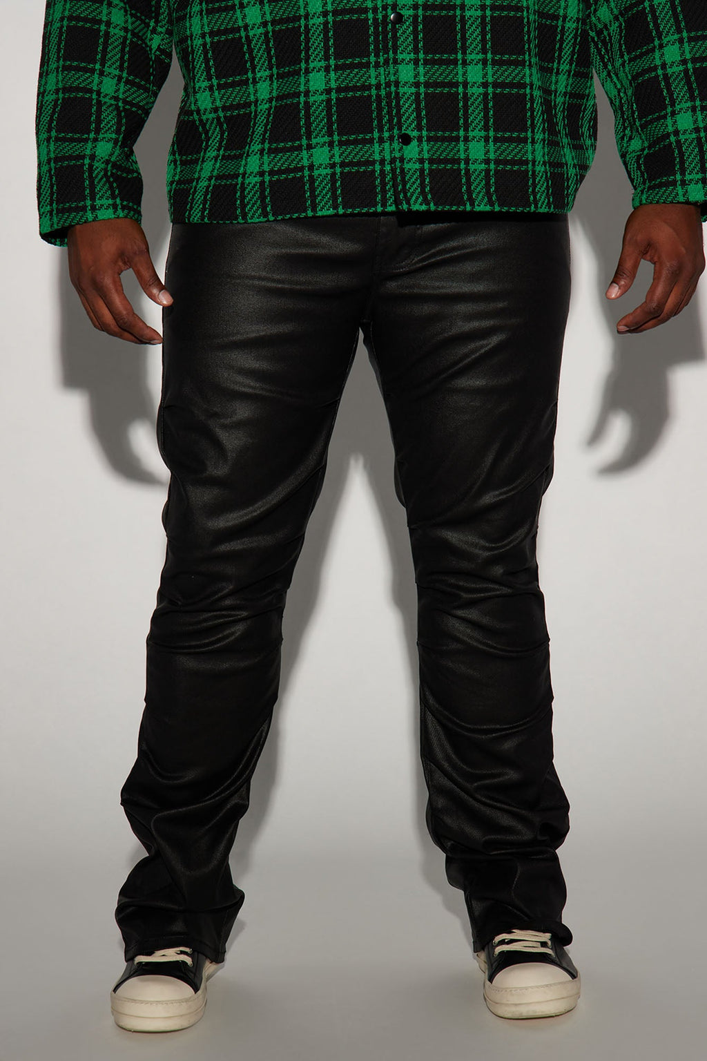 Live Wire Waxed Pleat Skinny Flare Pants - Black