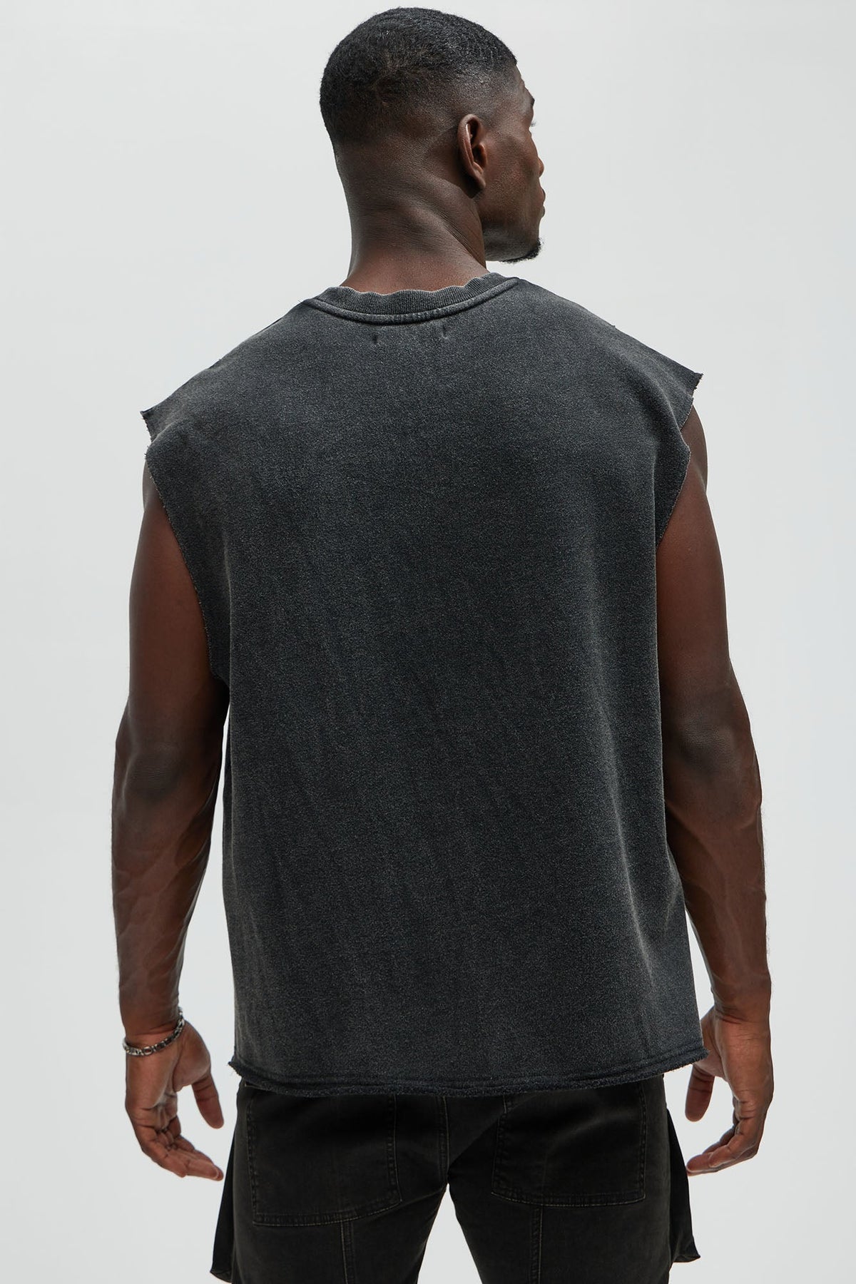 Greaser Paneled Fleece Muscle Tee - Black Wash