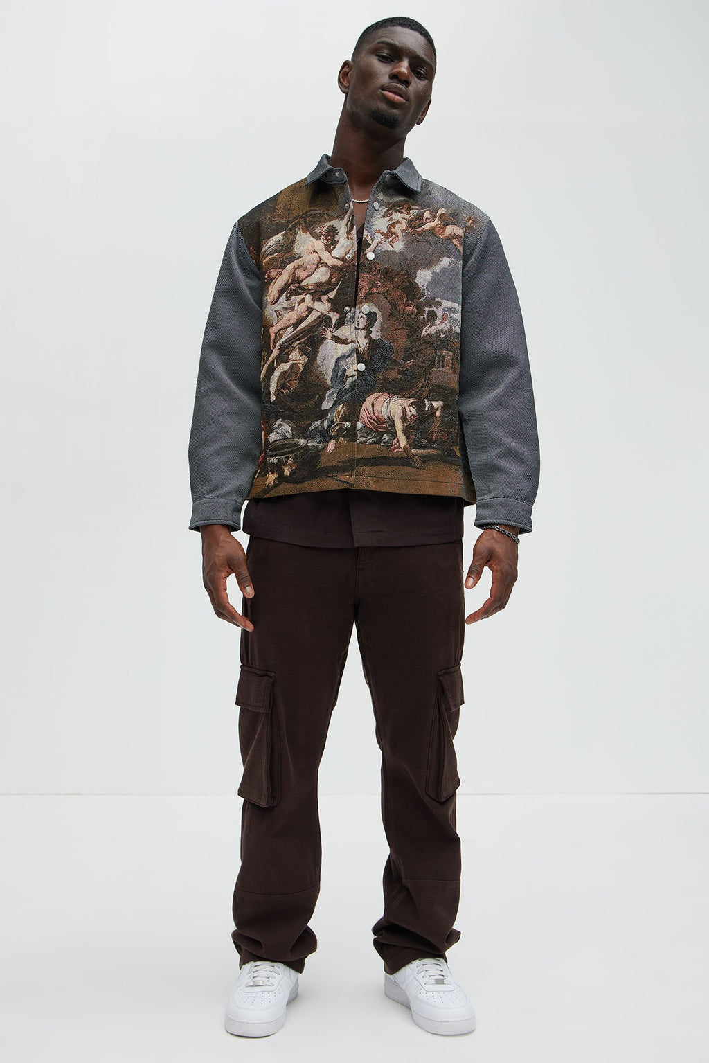 Cassiel Tapestry Cropped Button Up Shirt - Multi Color