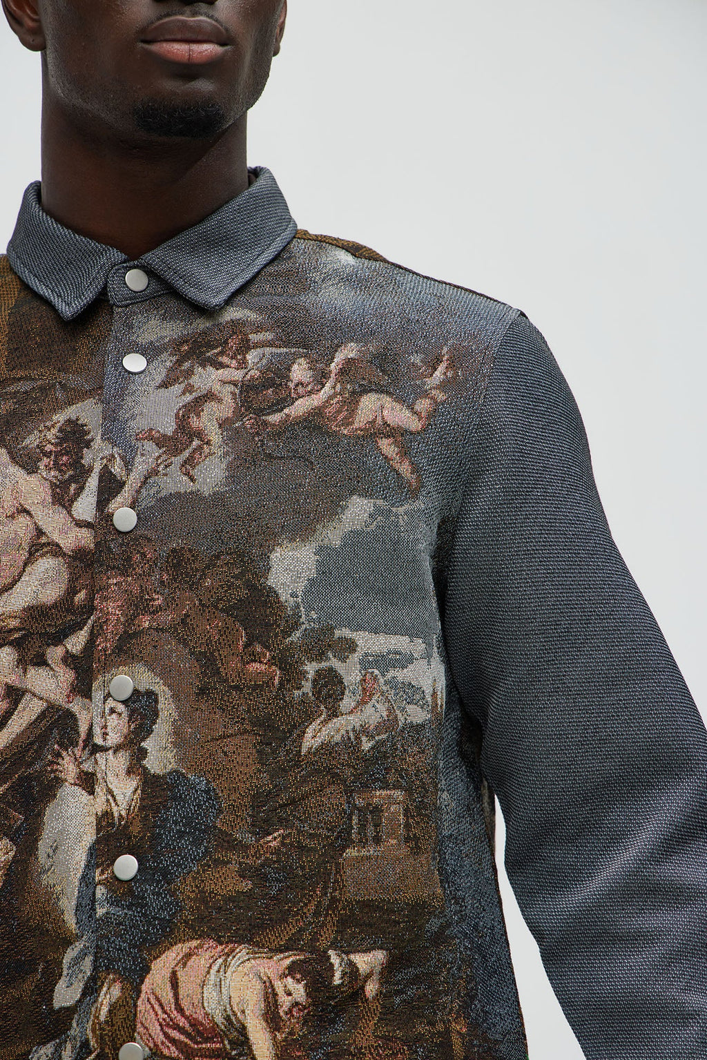 Cassiel Tapestry Cropped Button Up Shirt - Multi Color