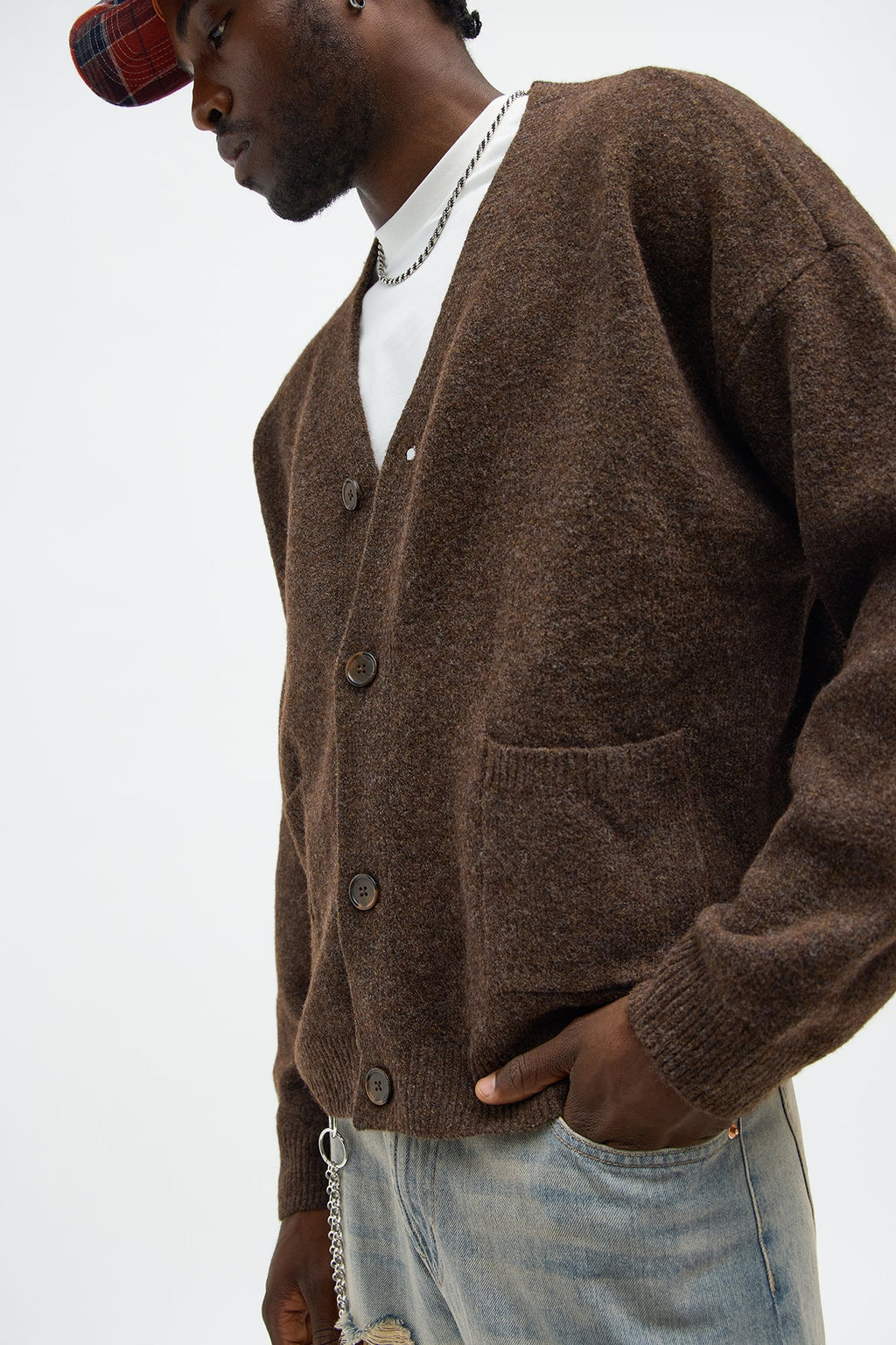 Cropped Harbor Ash Cardigan - Brown