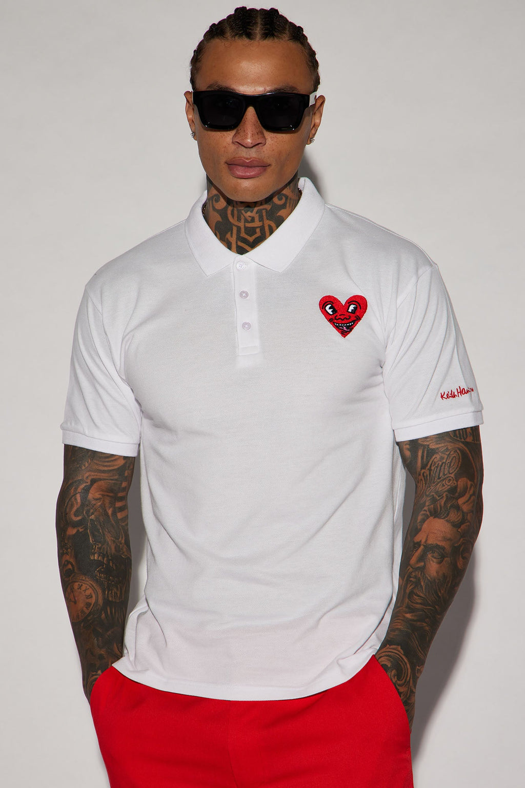 Keith Haring Heart Logo Short Sleeve Polo - White