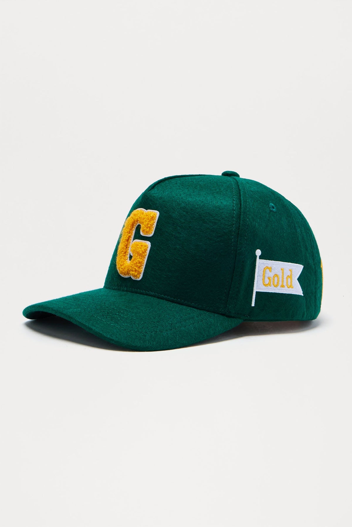 1St Gold Textured Structured Snapback Hat - Green/combo