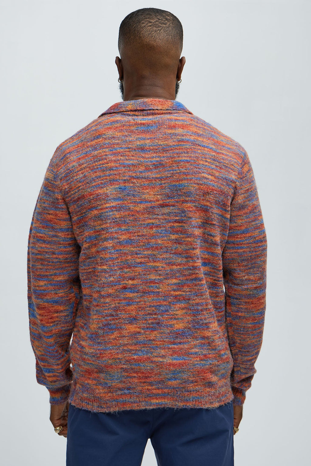 Blinded Mohair Johnny Collar Sweater - Red/combo