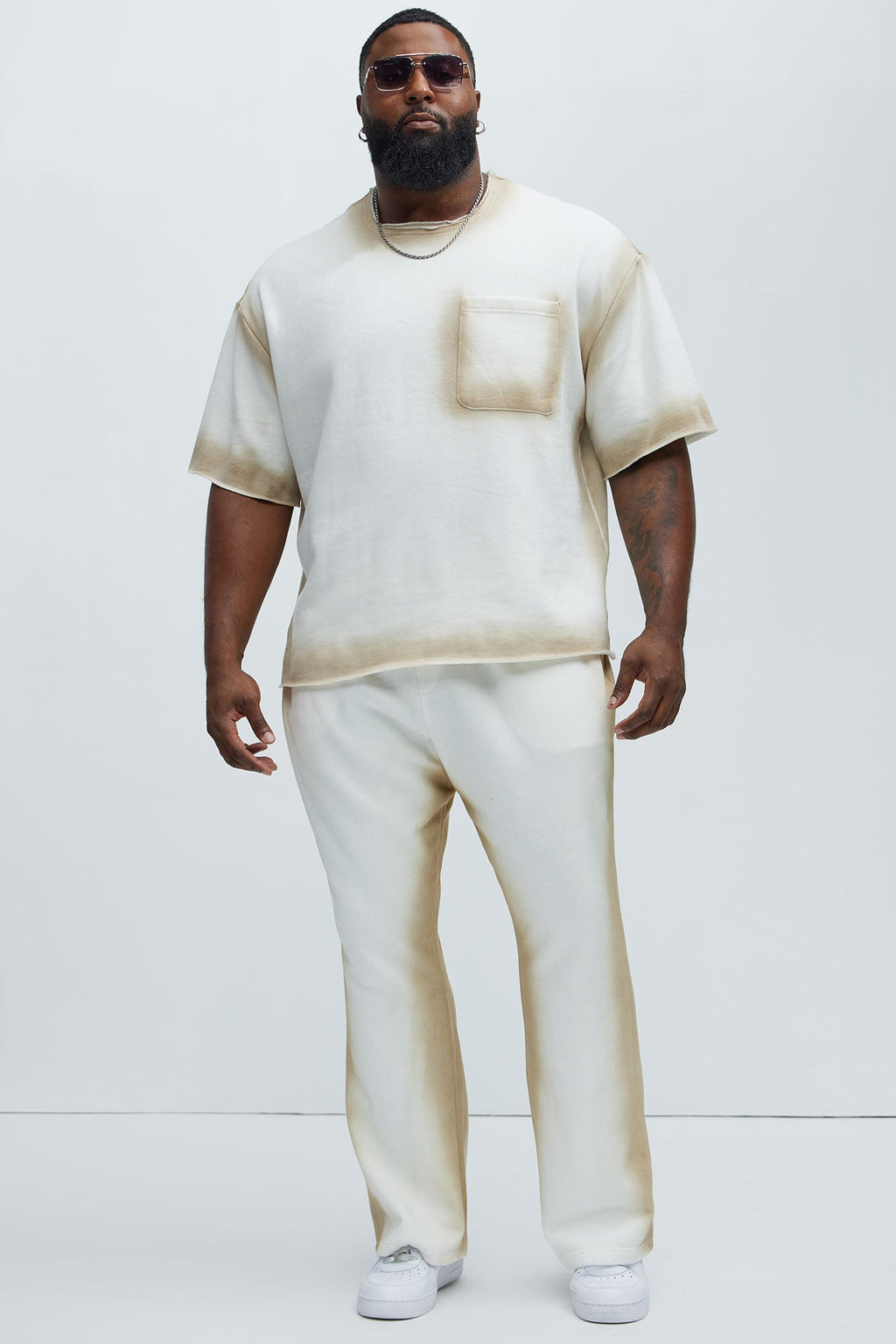 Tyson Blurred Lines Skinny Flare Sweatpants - Cream