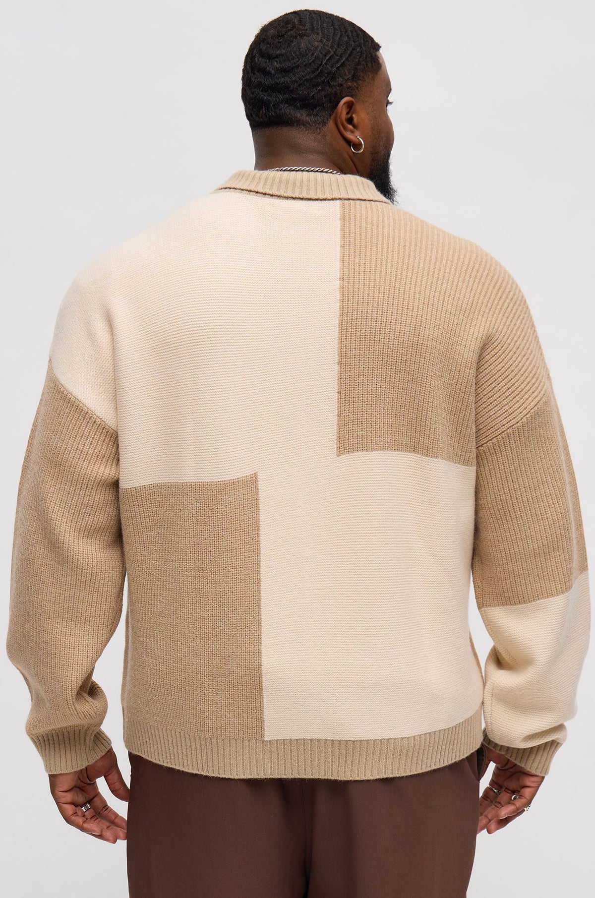 Home Hearth Collared Cardigan - Tan/Multi