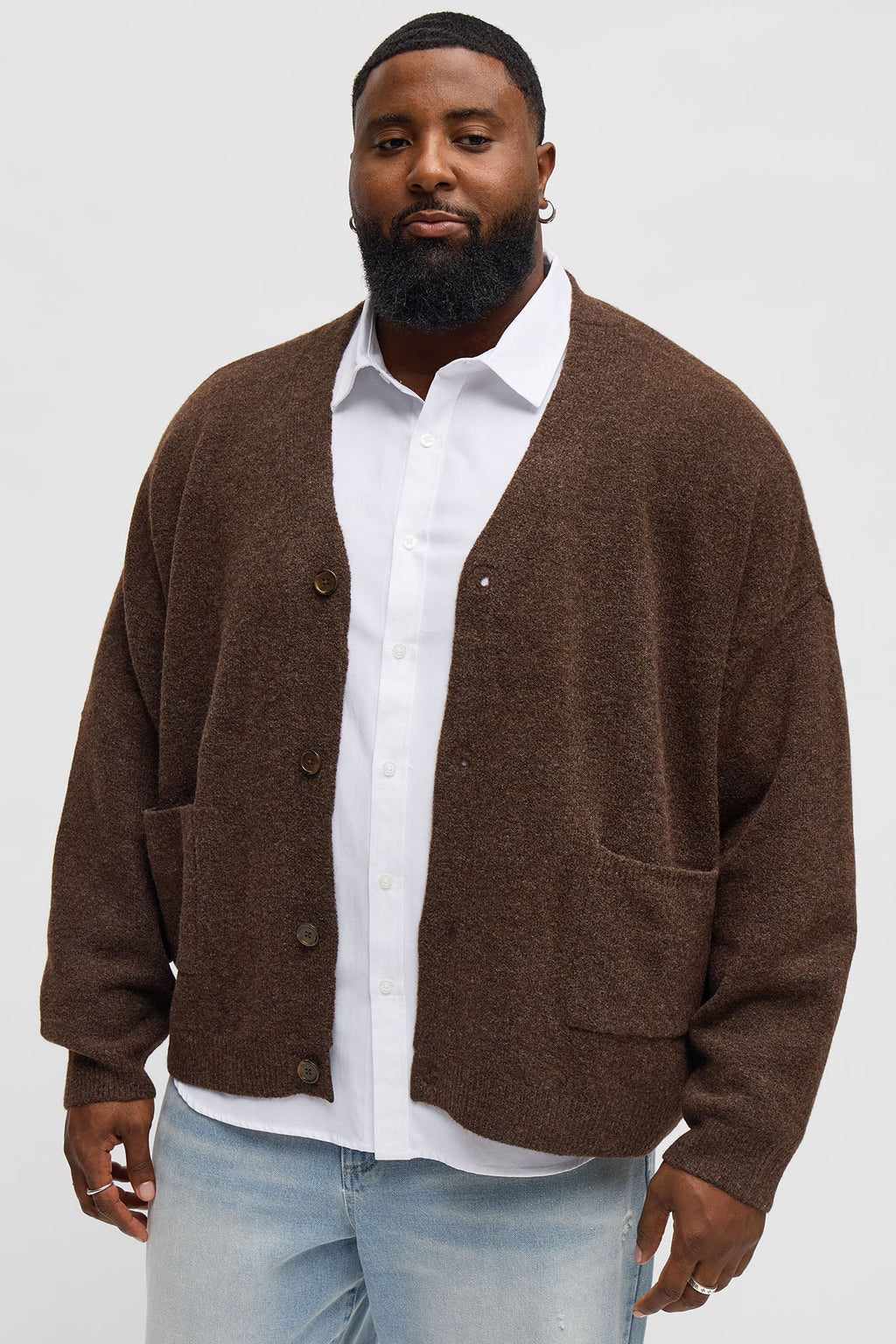 Cropped Harbor Ash Cardigan - Brown