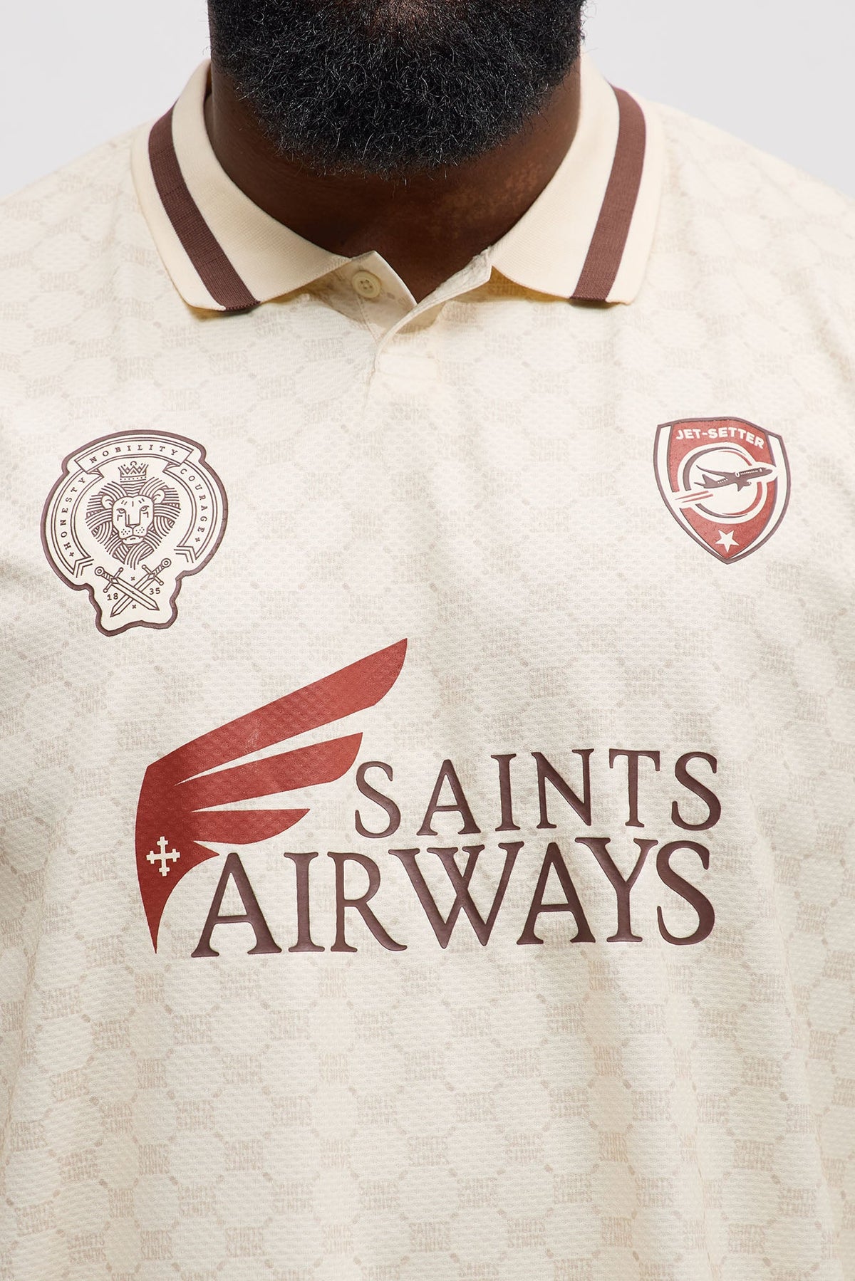 Saints Airways Long Sleeve Jersey Polo - Ivory