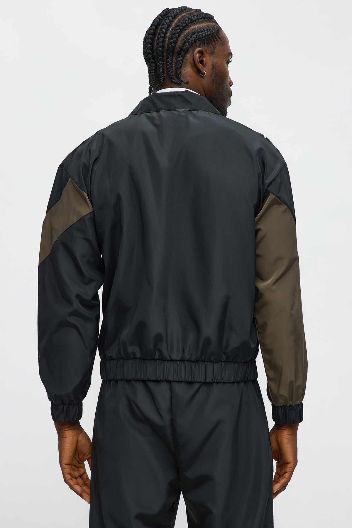 Hang It Up Color Block Windbreaker Jacket - Olive/combo