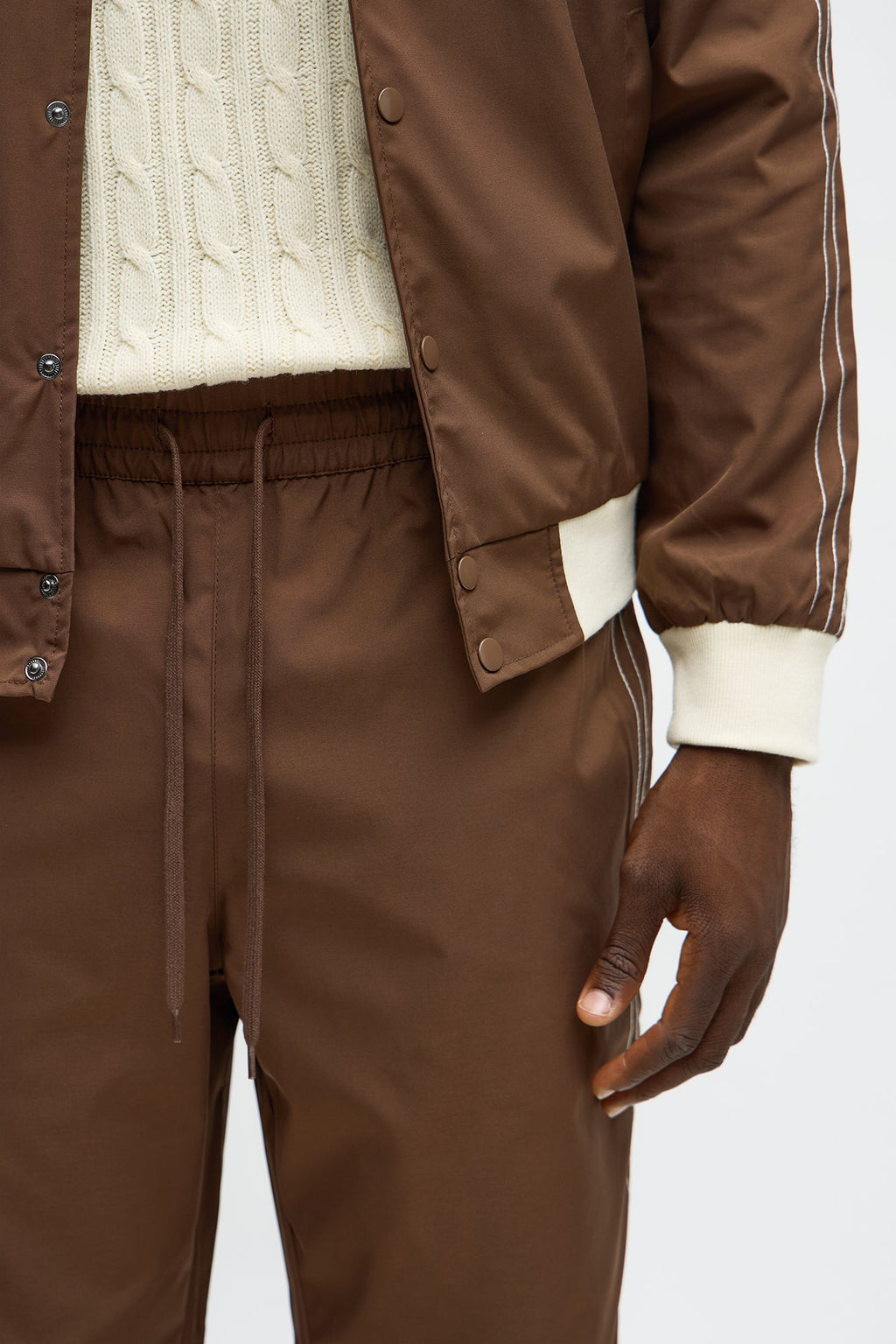 Straight Suit Up Contrast Tipped Pant - Brown