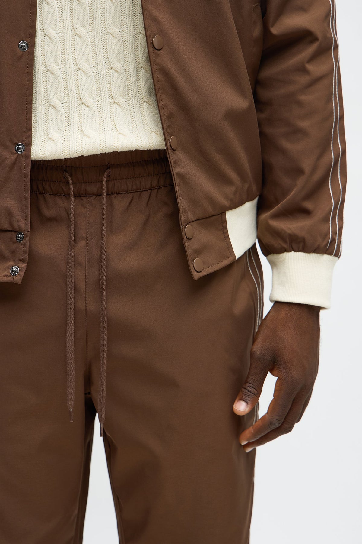 Straight Suit Up Contrast Tipped Pant - Brown