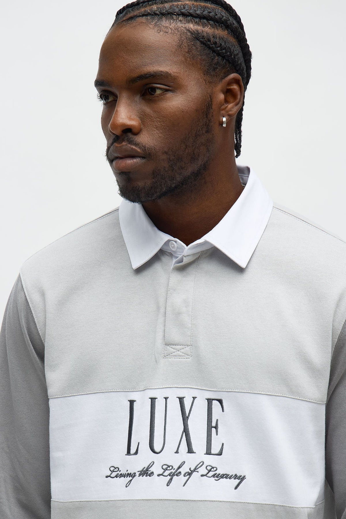 Luxe Long Sleeve Polo - Grey