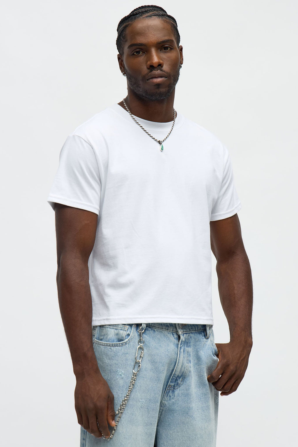 Cropped Crew Baby Tee - White