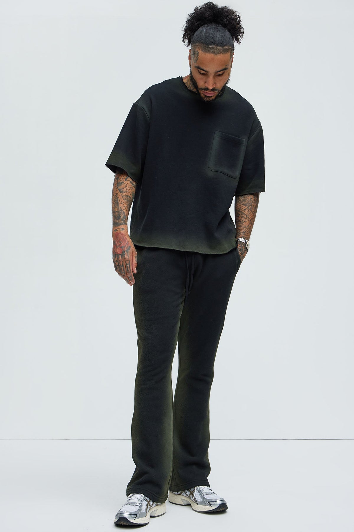 Tyson Blurred Lines Skinny Flare Sweatpants - Black