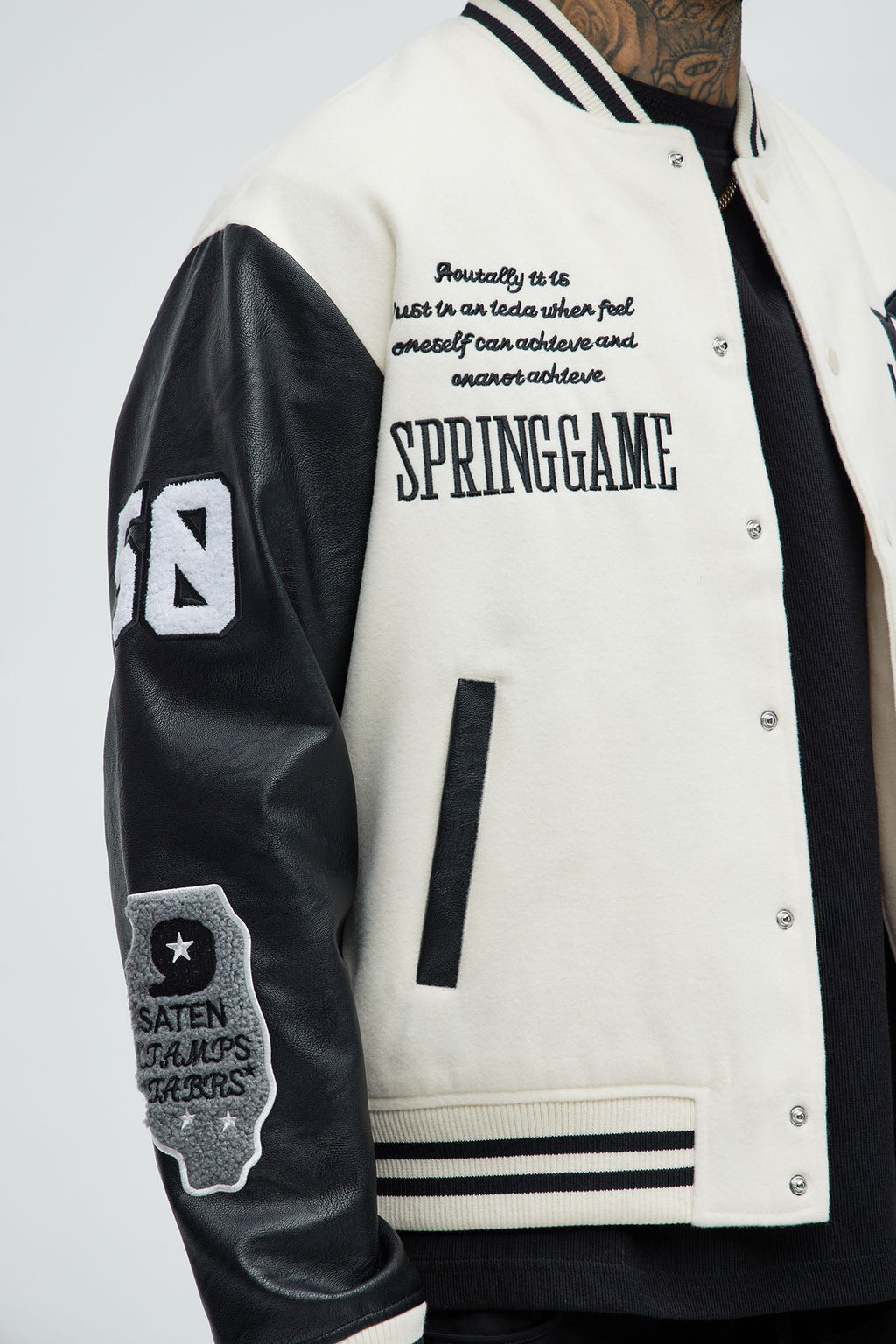 Spring Game Varsity Jacket - Cream