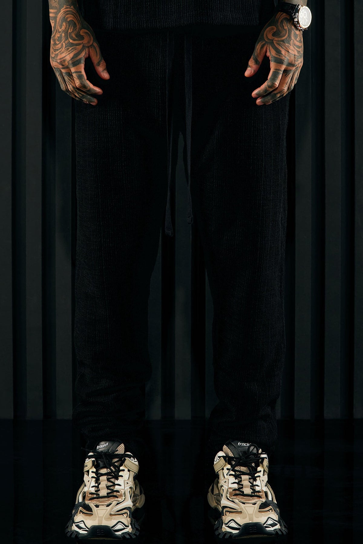 Dean Textured Slim Pants - Black
