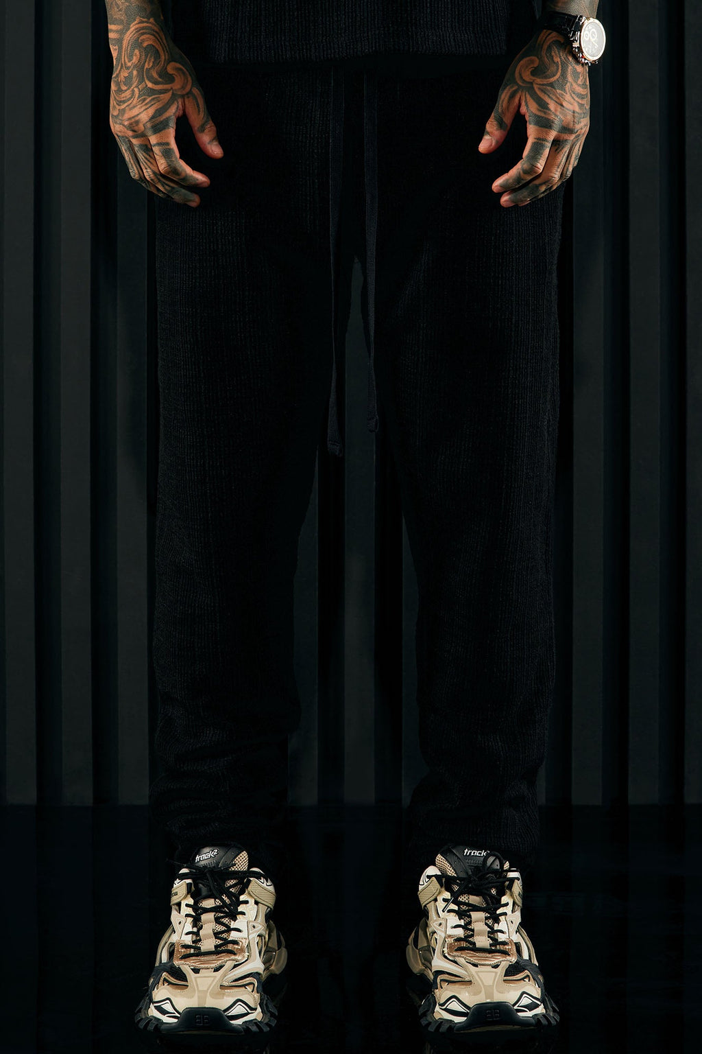 Dean Textured Slim Pants - Black