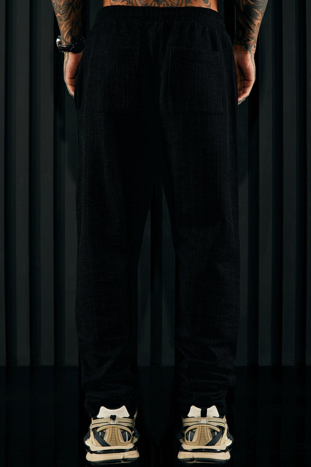 Dean Textured Slim Pants - Black