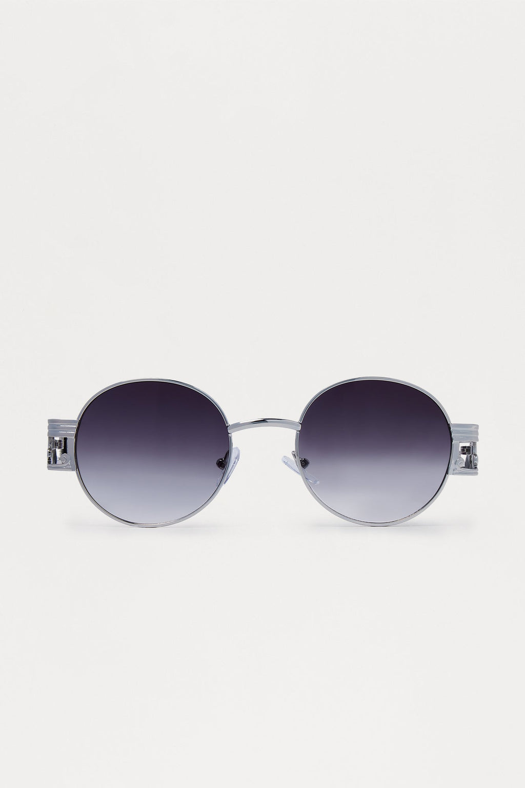 Sleek Oval Metal Frame Sunglasses - Black/Silver