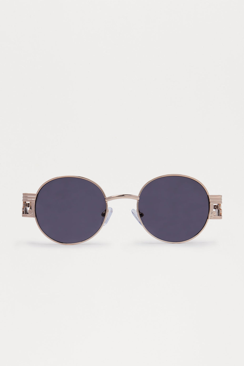 Sleek Oval Metal Frame Sunglasses - Black/Gold